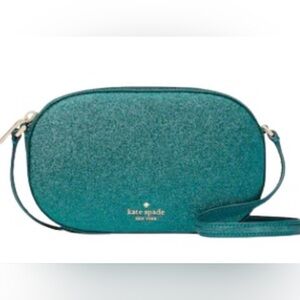 Kate Spade Glimmer Glitter Oval Camera Crossbody Bag (festive teal) -NWT